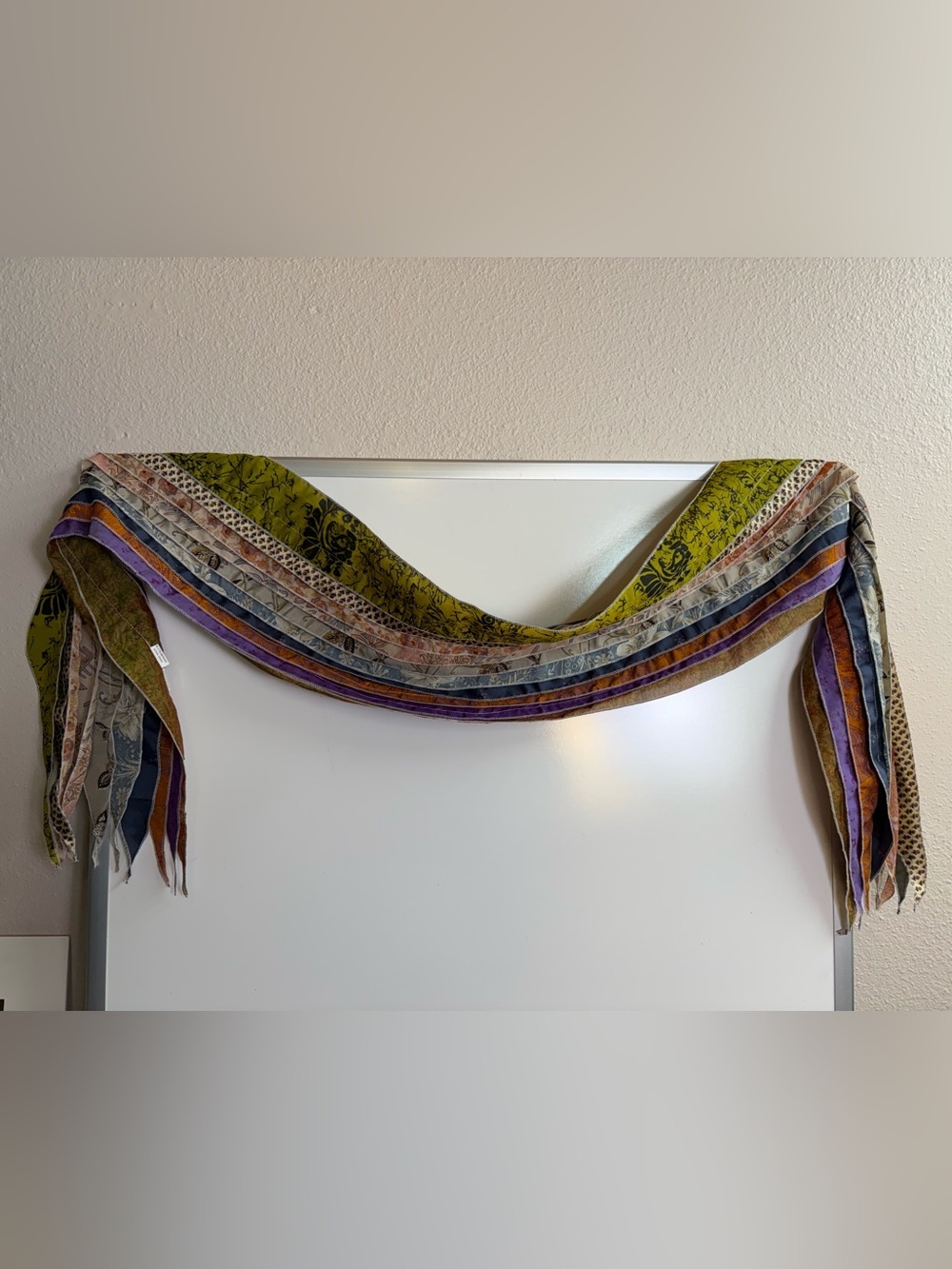 Handmade Patchwork Silk Skinny Scarf Boho Festival Lagenlook Wearable Art - Picture 5 of 10